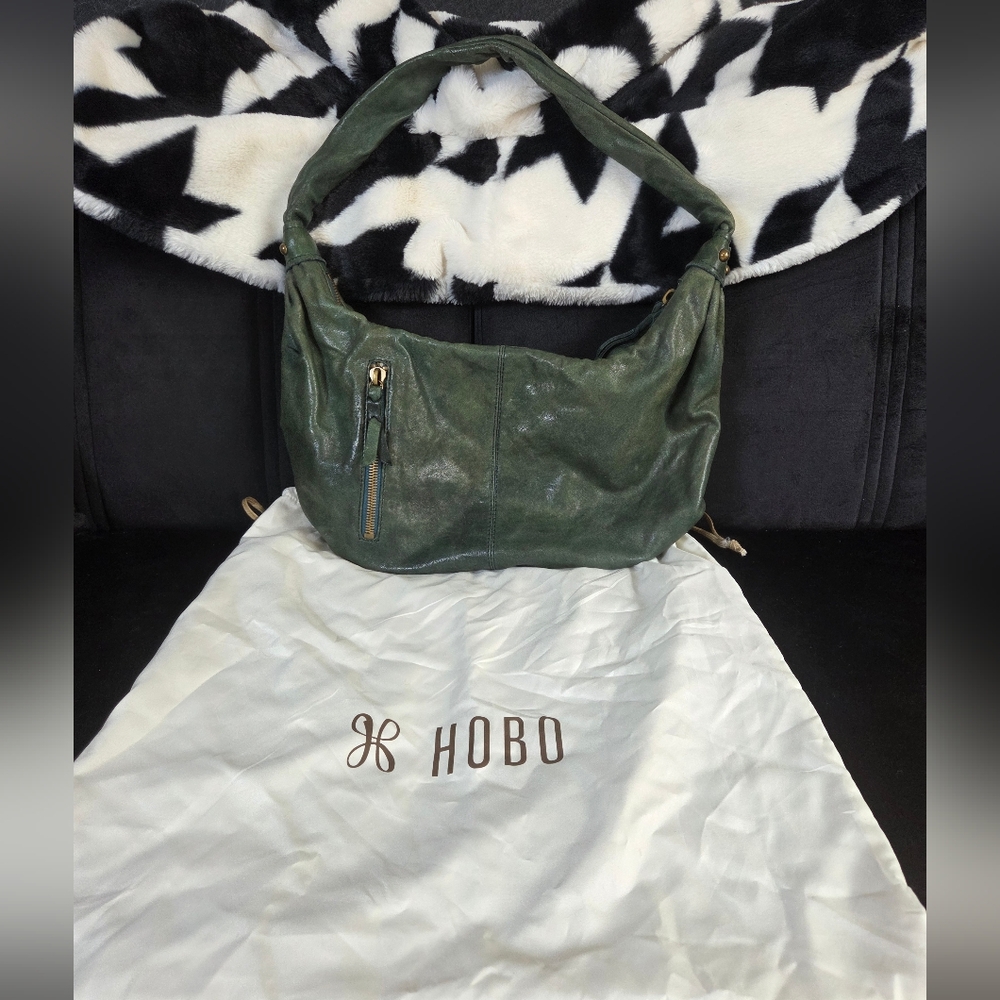 HOBO INTERNATIONAL Forest Green Leather Hobo Bag